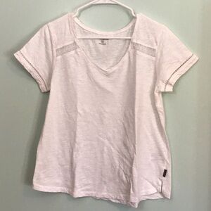 Eddie Bauer Cream Short Sleeve V-Neck Top